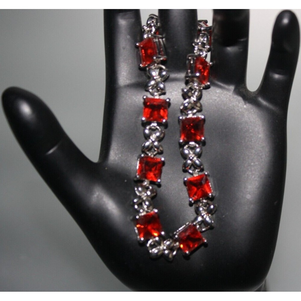 Faux Garnet Ruby Gold Tone Bracelet Crystals Women's Fashion Jewelry New